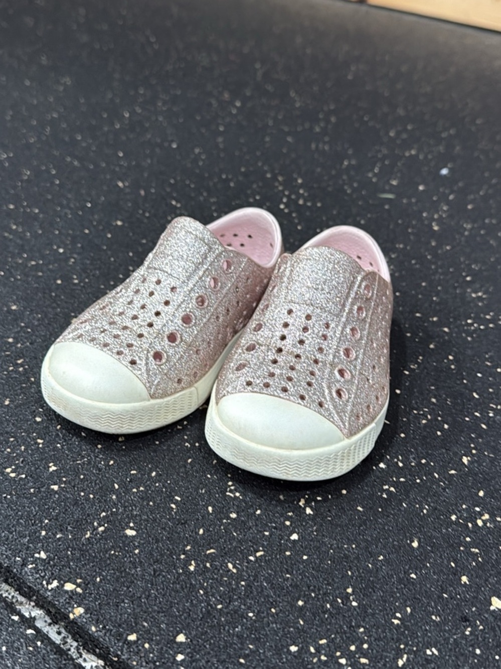 Native Glitter Slip-On Sneakers in Rose Pink